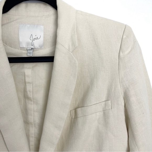 Joie Mehira Ivory Linen Open Front Blazer Sz 0 - Picture 5 of 16